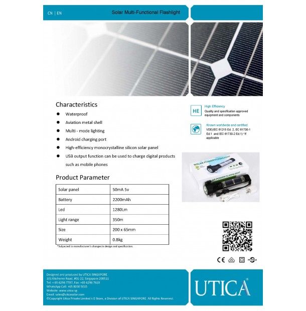 UTICA® Multi-Functional Flashlight 3